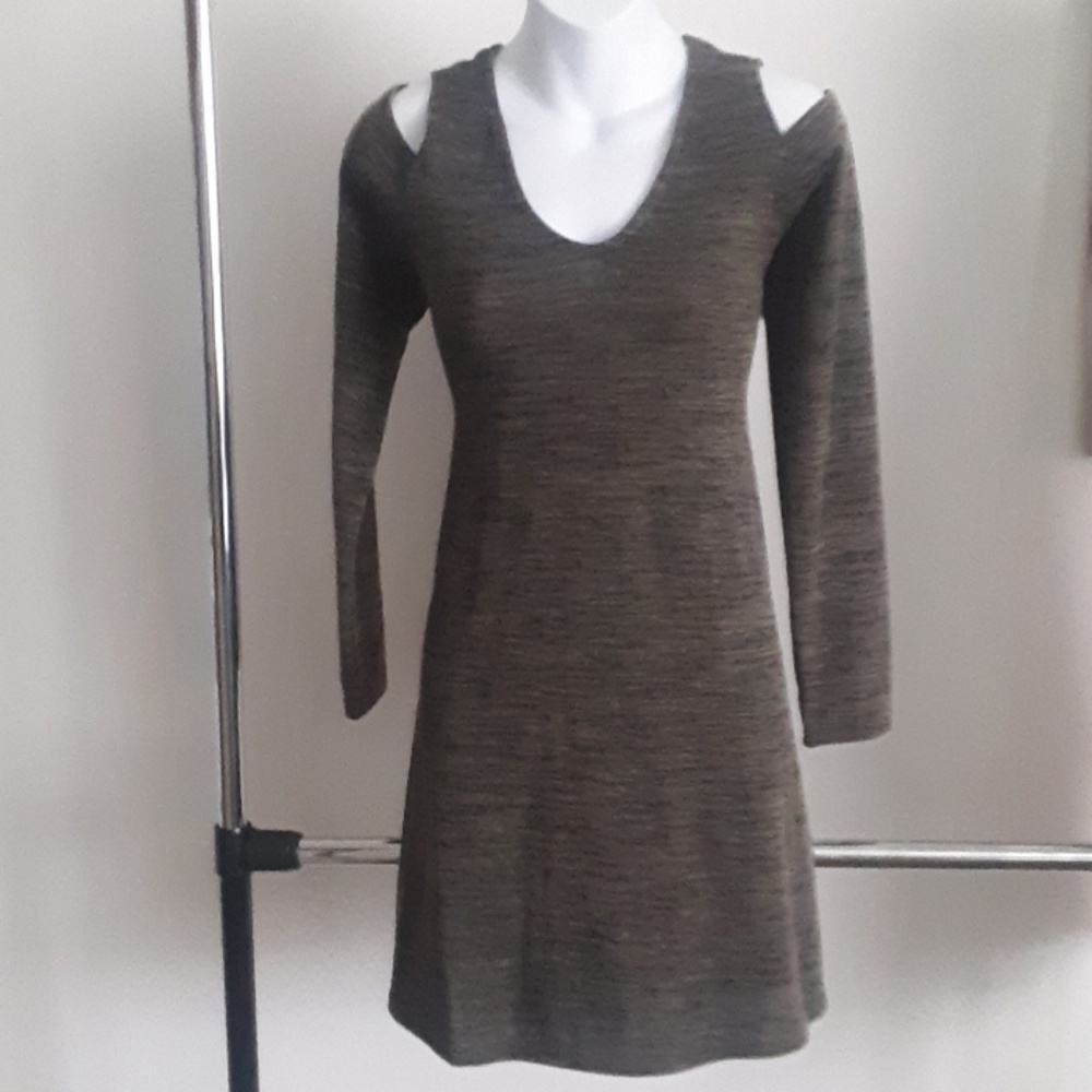 Cold shoulder knit sweater dress